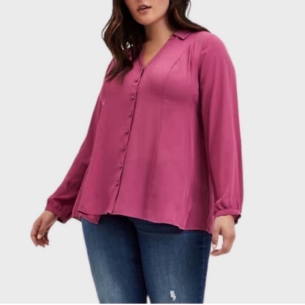 NWT Torrid Harper Style Button Down Long Sleeve Blouse Top
